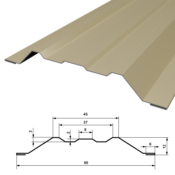 Штакетник ШЭ (1 000х113 RAL (1014) Бежевый)