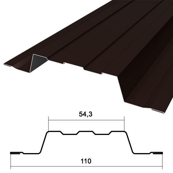 Штакетник ШП (1 000х139 RAL (8017/color) Шоколадно-коричневый / цветная эмаль)